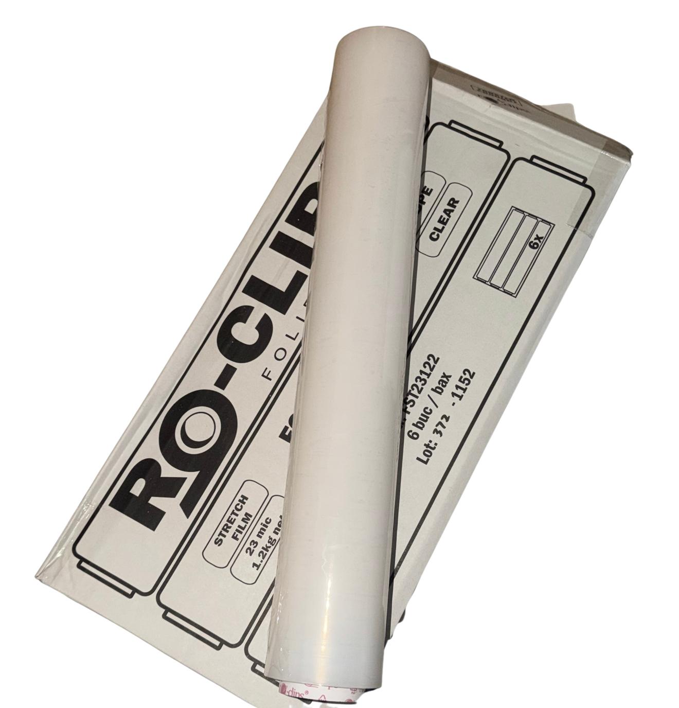 Folie stretch manuală transparentă 23 microni, 1.2 kg – set 6 role